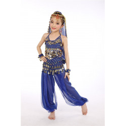 Ensemble de danse orientale enfant 2 pièces brillant bleu nuit