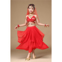 Costume de danse orientale enfant rouge top jupe