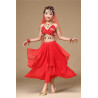 Costume de danse orientale enfant rouge top jupe