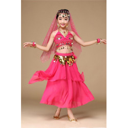 Costume de danse orientale enfant fuschia top jupe