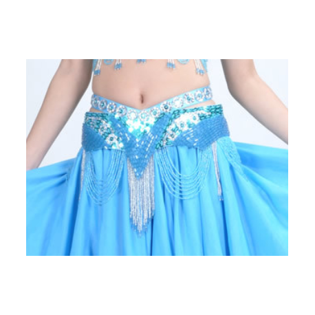 Ceinture de danse orientale perlée bleu ciel