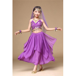 Costume de danse orientale enfant violet top jupe