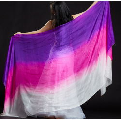 Voile de danse orientale rectangulaire en soie violet rose blanc
