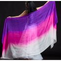 Voile de danse orientale rectangulaire en soie violet rose blanc