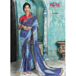 Sari indien Bollywood violine turquoise et bleu roy