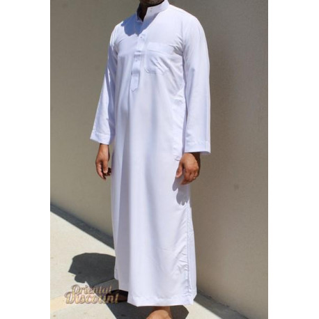 Djellaba homme blanc pur col mao 