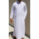 Djellaba homme blanc pur col mao 