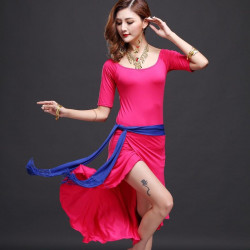 Ensemble de danse robe et ceinture de danse orientale rose et bleu