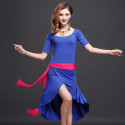 Ensemble de danse robe et ceinture de danse orientale bleu roy et fuschia