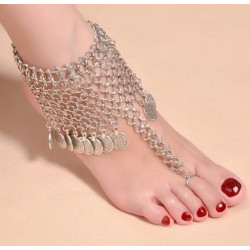 Bijou de pied de danse orientale pièces argentées