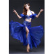 Costume de danse orientale 3 pièces bleu nuit à paillettes argent