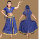 Costume de danse indienne enfant 2 pièces bleu royal et or