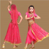Costume de danse indienne enfant 2 pièces rose et or