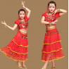 Costume de danse orientale enfant 2 pièces rouge et jaune