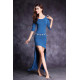 Robe asymétrique de danse orientale bleue