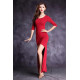 Robe asymétrique de danse orientale rouge cerise