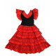 Robe de danse Flamenco enfant rouge à pois noirs