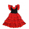 Robe de danse Flamenco enfant rouge à pois noirs