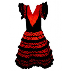 Robe de danse Flamenco enfant noire et rouge