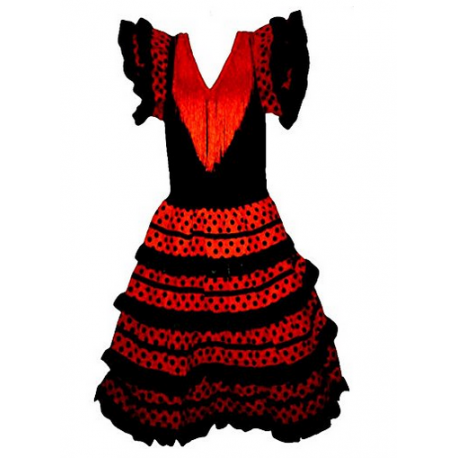 Robe de danse Flamenco enfant noire et rouge