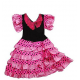 Robe de danse Flamenco enfant rose à pois noirs