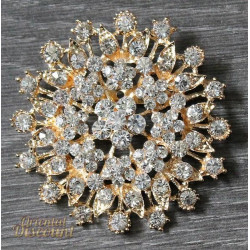 Broche strass fantaisie soleil doré 