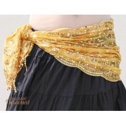 Foulard pailleté de danse orientale doré