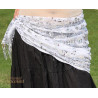 Foulard de danse orientale à paillettes blanc argent