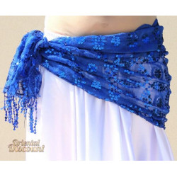 Foulard de danse orientale à paillettes bleu royal