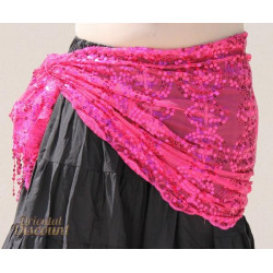 Foulard de danse orientale à paillettes couleur fuschia