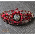 Barrette à cheveux fleur strass or rose
