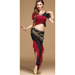 Tenue d'entraînement pour cours de danse 2 pièces rouge et noir