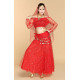 Costume de danse à paillettes rouge top + jupe