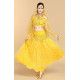 Costume de danse à paillettes jaune top + jupe