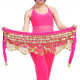 Foulard de danse orientale fuschia à piécettes or 