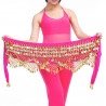 Foulard de danse orientale fuschia à piécettes or 