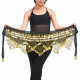 Foulard de danse orientale noir à pièces or 