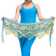 Foulard de danse orientale bleu ciel à piécettes dorées