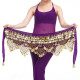 Foulard de danse orientale violet à piécettes dorées