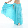 Jupe satin ouverte de danse orientale et tulle bleu clair