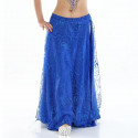 Jupe satin ouverte de danse orientale et tulle bleu royal
