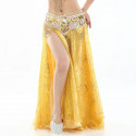 Jupe satin ouverte de danse orientale et tulle jaune