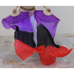 Paire de fan veil de danse orientale violet noir rouge