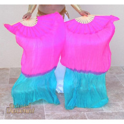 Paire de fan veil de danse orientale rose violet bleu