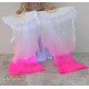 Paire de fan veil de danse orientale dégradé blanc et rose