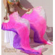 Paire de fan veil de danse orientale violet rose blanc à la verticale