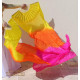 Paire de fan veil en soie ourlés jaune orange violet