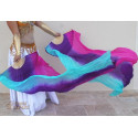 Fan veil en soie ourlés bleu violet rose 