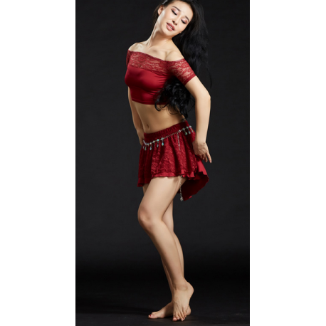 Ensemble pour cours de danse orientale rouge cerise