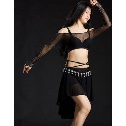 Tenue de cours de danse orientale noire et strass
